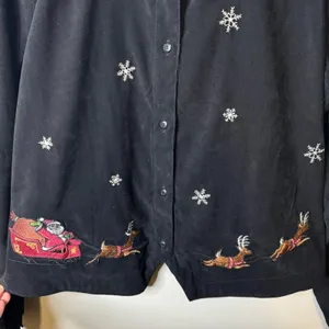Vintage Bill Blass Christmas Velvet Embroidered shirt jacket‎ womens medium thumbnail 2