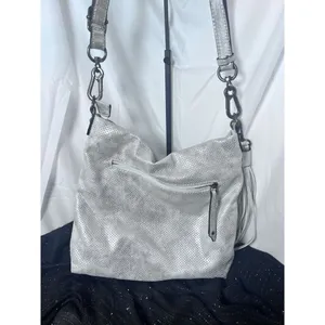 Suri‎ Frey Crossbody Shoulder Hobo Bag Purse Silver Vegan Tassel EUC thumbnail 6