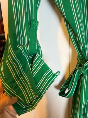 Maeve‎ Green Striped Midi Shirt Dress with Tie Waist 8 thumbnail 7