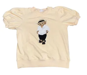 ANNIEWEAR Teddy Bear Puff Sleeve Sweatshirt Women S Yellow Excellent Graphic Tee thumbnail 1