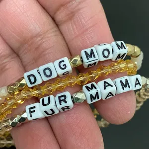 Handmade Dog Mom Fur Mama Beaded Stretchy Bracelet One Size thumbnail 10