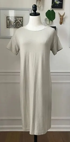 Lafayette 148 New York Taupe Stretchy Shift Dress P S thumbnail 1