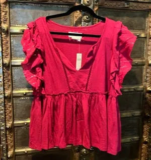 Anthropologie large ruffle top nwt thumbnail 1