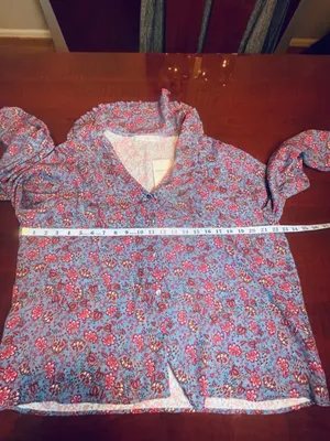 Mango NWT Floral Ruffle Peter Pan Collar Blouse 10 EcoVero Sustainable Boho Blue thumbnail 6