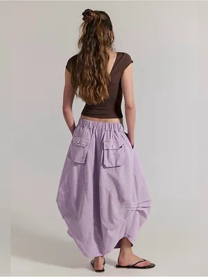 Free People Willow Poplin Maxi Skirt in Pink Lavender Size XS thumbnail 2