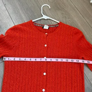 J. Crew cableknit cashmere blend orange cardigan thumbnail 4