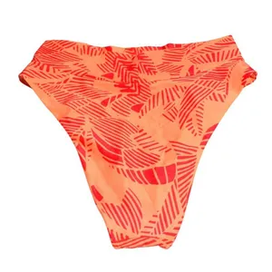 Aerie Bikini Bottom High Cut Cheeky Palm Leaf Print Orange XL thumbnail 2
