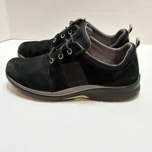 Aravon Shoes Womens 10D Pyper Plain Toe Sneakers Black Leather Lace Up Comfort thumbnail 5