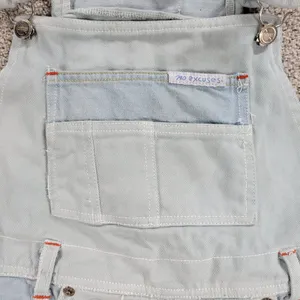 No Excuses Womens Overalls Cut Off Shorts S Blue Light‎ Wash Denim thumbnail 6