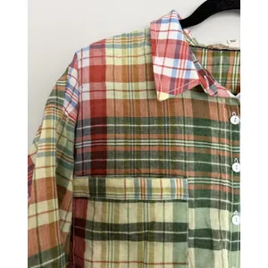 ANTHROPOLOGIE Pilcro Half-Sleeve Batwing Blouse Plaid Women's Size Medium thumbnail 7