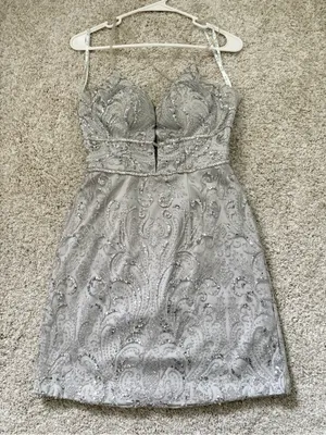 Camille La Vie sequined Glitter Rhinestone mini homecoming dress women sz 4 thumbnail 3