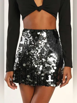 Lulus Iconic Shimmer Silver Sequin High-Waisted Mini Skirt Size XL thumbnail 2