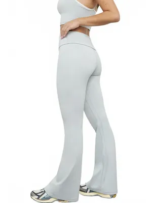 PacSun 1980 PAC WHISPER Active Gray Fold-Over Waistband Flare Yoga Pants NWT XL thumbnail 4