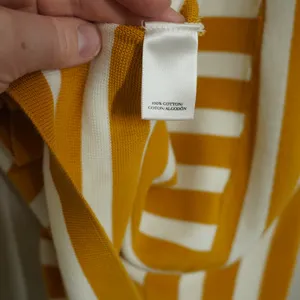 Ann Taylor Size XS Sheath Dress Mustard Yellow Striped Cotton‎ Knit Short Sleeve thumbnail 4