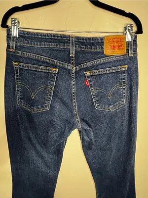 Levi's 524 Vintage Y2K Superlow‎ Stretch Bootcut Short Blue Denim Jeans thumbnail 9
