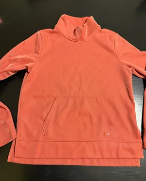 Under Armour ColdGear‎ Womens Small Coral Orange Mock Neck Fleece Sweatshirt thumbnail 1