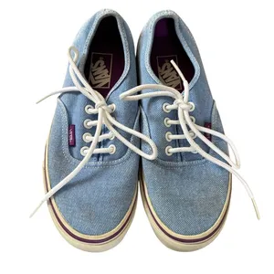 Vans‎ Blue Denim Sneakers Women's Sz 7.5 Washed Twill Skater Grunge thumbnail 1