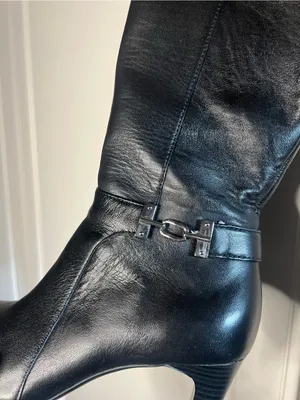 Bandolino Black Leather Knee High Heeled Boots thumbnail 11