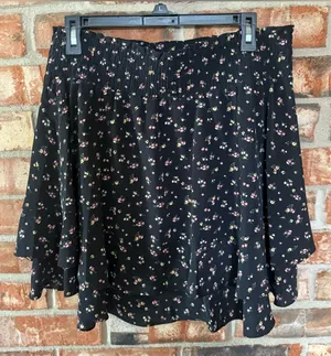 Socialite Black Floral Skirt with Pink & Green Accents thumbnail 1