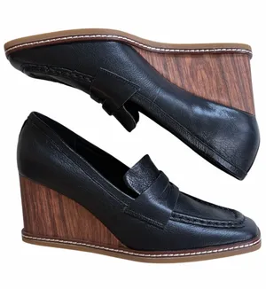 Like New Sanctuary Leather Cadence Wedge Loafers Black Size 8.5 thumbnail 1