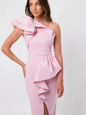 Elliatt ELLIATT AMARA DRESS PINK SIZE XS One-Shoulder Pink Ruffle Peplum Dress thumbnail 2
