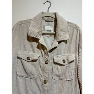 Aerie Size L Corduroy Shacket Shirt Jacket Cream Button Down Front thumbnail 2