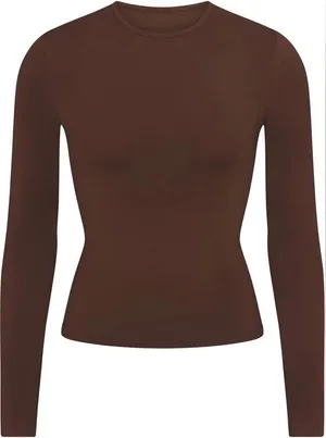 Nwt Skims (G14) Soft Smoothing Long Sleevet-Shirt In Cocoa Xs thumbnail 1
