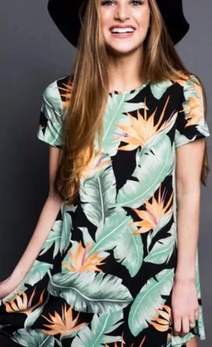 Show Me Your Mumu Small Birds Of Paradise‎ Mini Shirt Dress Resortwear Boho thumbnail 1