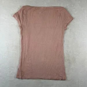 Reformation Womens Pink Ribbed Square Neck Tencel Modal Short Sleeve Top Medium thumbnail 6