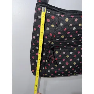 Vera Bradley Havana Polka Dots Three Zipper Crossbody Bag Purse Satchel Black M thumbnail 9