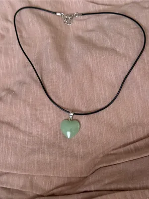 Green Heart Pendant Necklace with Black Cord thumbnail 3
