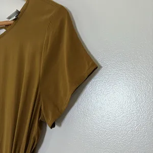 A New Day Brown Midi Dress Lightweight Cutout asymmetrical Hem‎ Tie Back Size M thumbnail 6