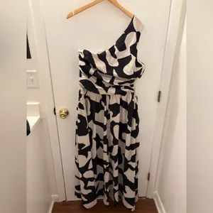 Abercrombie & Fitch One Shoulder Cut Out Maxi Dress Size large Tall Pockets thumbnail 6