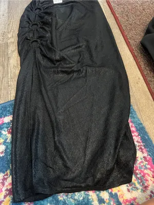 NWT urban outfitters Black High-Slit Ruched Midi Skirt with keyholes thumbnail 9