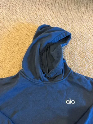 Alo Yoga Navy Blue Hooded Sweatshirt Women’s Small Pullover Hoodie thumbnail 3