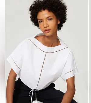 Theory Women’s White Ladder Eyelet Top thumbnail 1