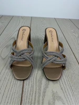 Bella Vita Women's Carmen Heeled Slip On Gem Strap Sandals 7.5W Bronze $100 thumbnail 3