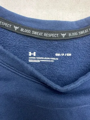 Under Armour Project Rock Cinch Hem Sweatshirt Small Blue Blood Sweat Respect thumbnail 11