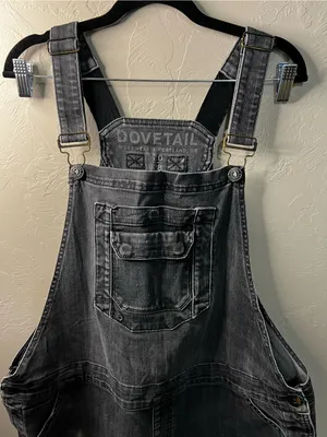 Dovetail Freshley Washed Black Canvas Workwear Overalls Plus Size Petite thumbnail 3