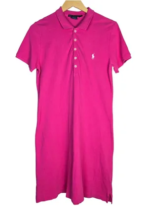 Ralph Lauren Sport Pink Cotton Pique Short Sleeve Polo Dress Large thumbnail 1