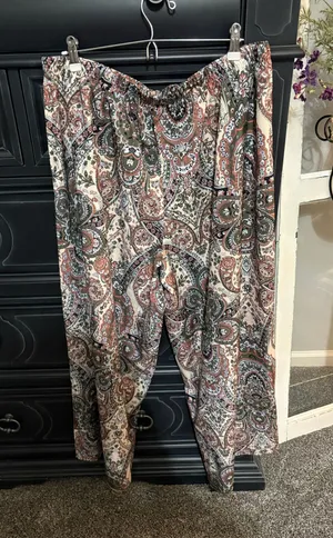 Paisley print size 2X wide leg boho pants Multiple thumbnail 1