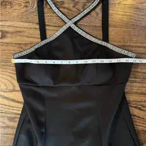 Y2K Crystal Doll Women’s 9 Rhinestone Black Mini Dress Halter Cross Over Large thumbnail 4