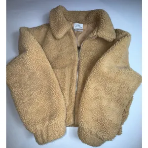 UO Urban Outfitters Cropped Teddy Jacket Fleece Deep Pile Sherpa Brown‎ M thumbnail 6