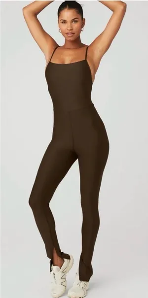 Alo Yoga Airlift Disco Daze Onesie Espresso XXS thumbnail 1