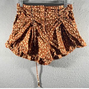1040 | Urban‎ Outfitters Boho Animal Print High Waisted Cotton Shorts Brown XS thumbnail 1