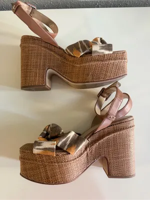Sam Edelman Theresa Leather Platform Sandal Heels Multi Color Knot Size 8 thumbnail 5