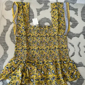 Jennifer and Grace Yellow Floral Tiered Printed Ruffle Sleeve Top & Skirt Set L thumbnail 3