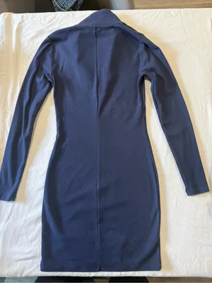 Sunday Best Navy Long-Sleeve Zip-Front Knit Dress thumbnail 6