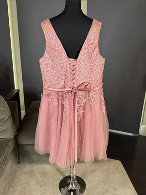 Women’s Pink Lace Short Tulle Prom Party Homecoming Dress Corset Back 24W **READ thumbnail 4