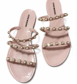 Steve Madden Pink & Pearl Strappy Slip on Sandals thumbnail 1